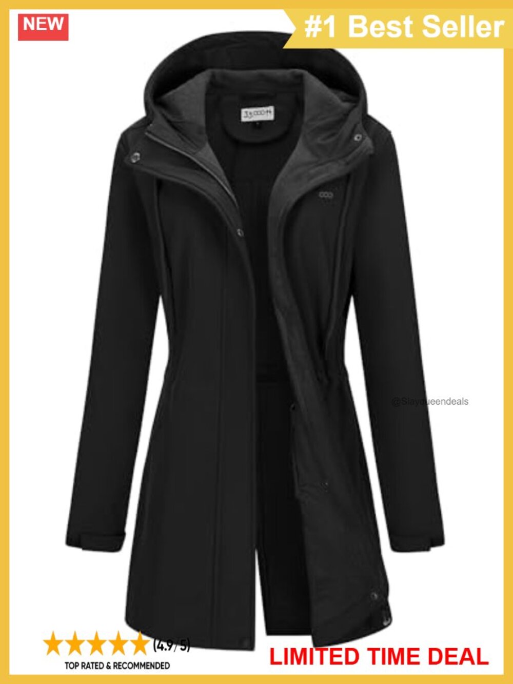Women's Hooded Softshell Jacket Fleece Lined Waterproof Raincoat
